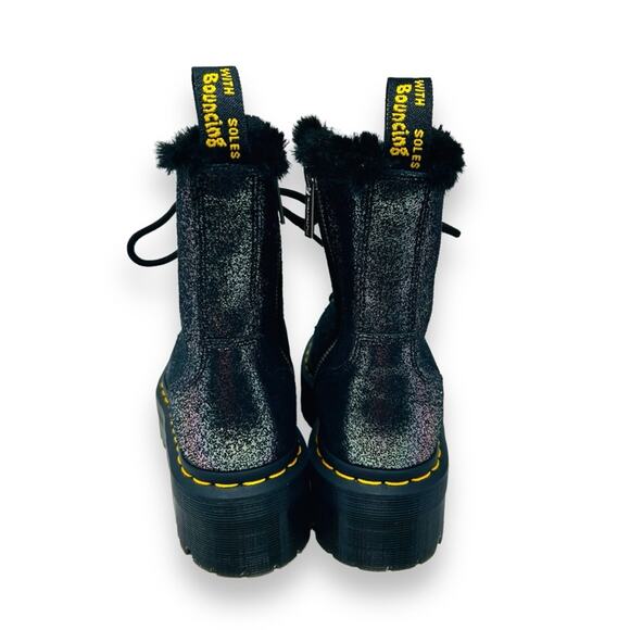 NWOT Dr. Martens Jadon Black Silver Distressed Metallic Fur Lined Moto Boots 6 - Picture 4 of 11